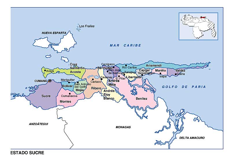 Mapa Politico Edo Sucre