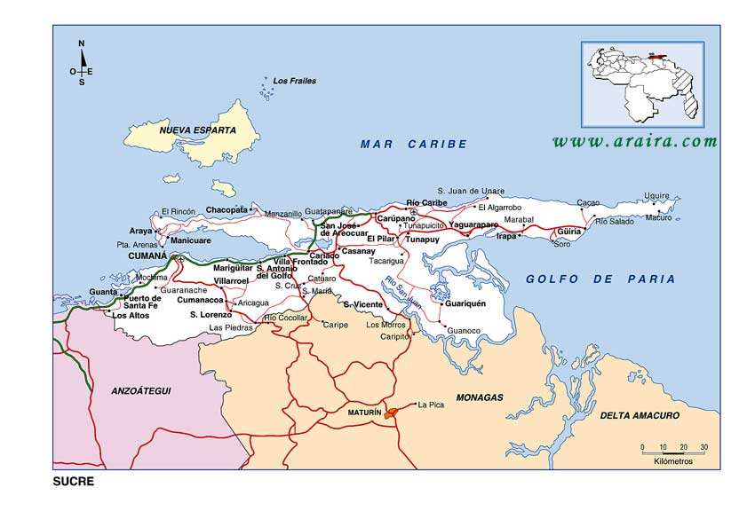 Mapa Vial Edo Sucre